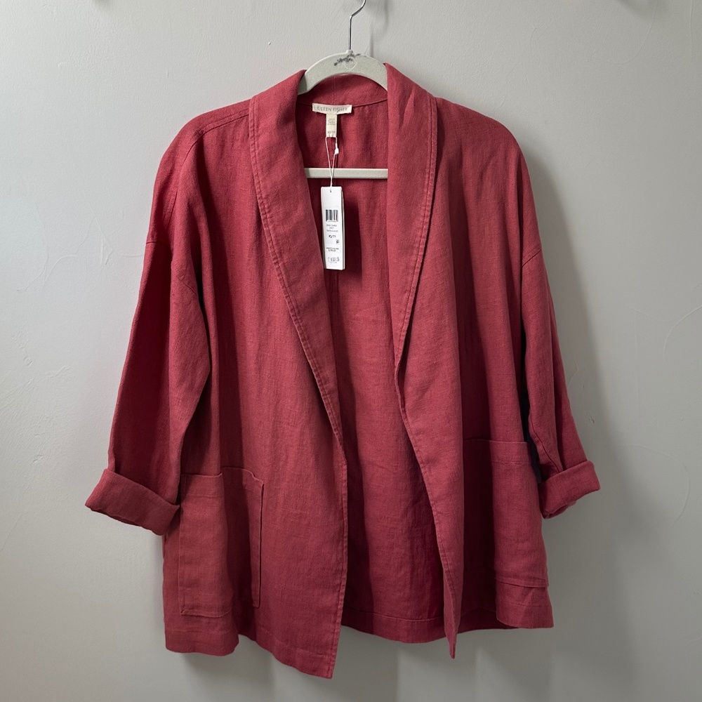 Eileen Fisher NWT 100% Organic Cotton Shawl Collar Jacket Size XS